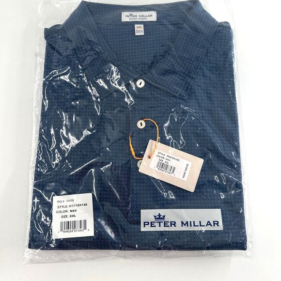 Peter Millar Navy Blue Moon Performance Jersey Polo Size XXL - Picture 4 of 7